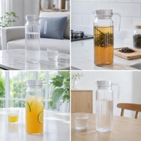Pichet à eau en plastique PC classique à motif côtelé vertical, portable, pour buffet, restauration, usage quotidien, avec logo, pour jus
