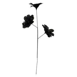 กิ่งก้านพร้อมดอกไม้ประดิษฐ์สีดำ 3 ดอก ขอบสีทอง 8x3 ซม. สูง 65 ซม. - Product Image 1