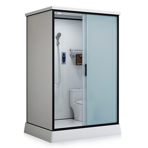 Partición deslizante de puerta de vidrio para cuarto de ducha de una línea, estilo abierto, baño seco y húmedo, separación húmeda con un panel fijo y móvil - Product Image 6