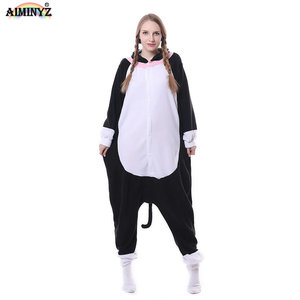 <span class=keywords><strong>Pigiama</strong></span> in pile termico di alta qualità con cappuccio, morbido e caldo, con stampa <span class=keywords><strong>gatto</strong></span>, per <span class=keywords><strong>donna</strong></span> taglie forti, ideale per l'inverno - Vendita all'ingrosso - Product Image 2