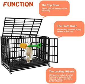 Grande cuccia per cani in acciaio classico da 48/38 pollici per impieghi gravosi indistruttibile a prova di fuga casa per animali chiudibile a chiave doppio legno in ferro - Product Image 4