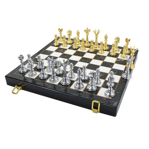 Jeu D'échecs En Pierre Minérale Et Pierre De Savon - Noir Et Beige - 17 Ans Et Plus