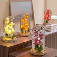 Lampu Hias Rajut Botu, Terbuat Tangan, Dilengkapi Bunga Kering, Hiasan Lampu Malam Rajutan, Model Botol Apung, Buatan Cina