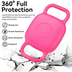 Soporte Impermeable para Collar de Perro Compatible con Life360 Tile Mate Tracker, Paquete de 2 Fundas de Silicona Duraderas, Color Rosa Neón, Accesorio Antipérdida - Product Image 4
