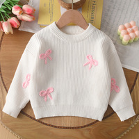 Pull tricoté pour bébé fille, hauts à manches longues avec nœud, collection Noël, pour enfants de 1 à 6 ans, vente en gros hiver