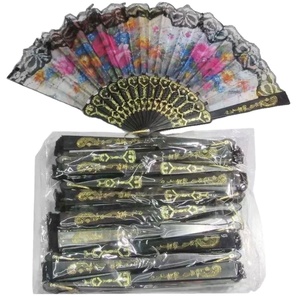 Abanicos de mano plegables de moda con estampado de seda de una sola capa y logotipo dorado, con varillas de plástico, ideales para bodas, venta al por mayor. - Product Image 4