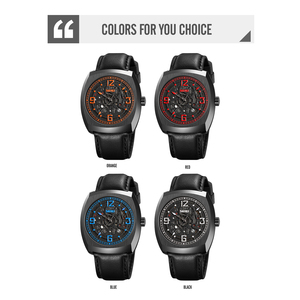 Montre chronographe ronde pour homme, bracelet en cuir de luxe, montre à quartz étanche 30M, montres en gros - Product Image 3