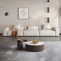 Sofa Minimalis Mewah Kelas Atas Bentuk L, Sofa Ruang Tamu Berbahan Kain Lembut dengan Area Santai, Sofa Modular