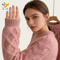 AJB Factory Vente en gros Pull pour femme d'hiver en viscose et polyester tricoté, motif Argyle, anti-plis, doux, texture laine, style décontracté et professionnel