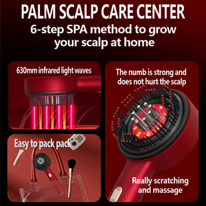 Cepillo de Masaje Capilar con Vibración Rojo y Azul, Microcorriente que Estimula el Cuero Cabelludo, Peine Eléctrico Anticaída y para el Crecimiento del Cabello, Aplicador de Aceite - Product Image 2