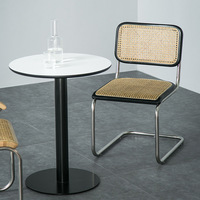 Chaise de salle à manger moderne en rotin PE, cadre en métal, pieds en nœud, chaise de salle à manger, vente en gros