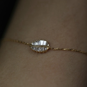 UM JEWELRY 14K Gold Plated 925 Sterling <b>Silver</b> Zircon Leaf Connector <b>Charm</b> <b>Bracelets</b> Trendy Micro Insert Women Wedding Gift - Product Image 2