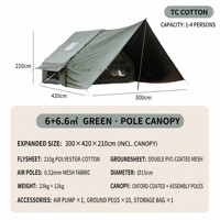 Tente gonflable de camping familial pour l'extérieur avec pompe, imperméable, en polyester, coton et nylon 210g