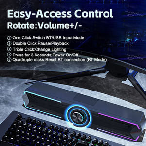 Barre de son PC OEM avec son stéréo et LED dynamiques, haut-parleur gaming pour ordinateur de bureau, ordinateur portable, moniteur, Bluetooth, entrée USB - Product Image 4