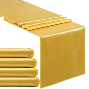 Party Decorations Gold 12x108 Inch Long Premium Satin <b>Table</b> <b>Runner</b> for Wedding Birthday Parties Banquets Graduations Engagements - Product Image 1