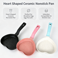Poêle à frire antiadhésive en céramique en forme de cœur, pour petit-déjeuner, œufs, crêpes, mini-steaks, compatible induction pour la cuisine