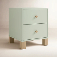 Table de chevet en bois pour enfants, vert clair, avec 2 tiroirs, pour chambre d'enfant