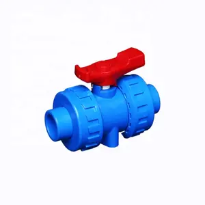 Factory Direct flow control pvcvalve hydraulic double union ball valves plastic hand valve female adapter union connector 1/2"