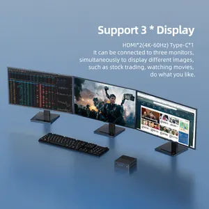 YCTipc حاسوب شخصي صغير بمعالج إنتل ألدير ليك N95 N100 ويندوز 11 وحدة معالجة مزدوجة NIC HD-MI من النوع C 8 جيجا بايت معالج DDR5 Nvme SSD حاسوب شخصي صغير لسطح المكتب
