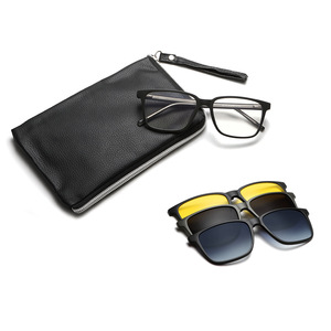 Monture de lunettes magnétique Tr90 rectangulaire, monture intégrale, verres polarisés anti-lumière bleue, unisexe, avec clip solaire et étui - Product Image 1