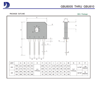 Redresseur à pont monophasé GBU8005 50V 8A à passivation par le verre, boîtier traversant, alimentation 100% originale et traceable