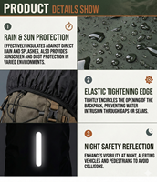 Housse de sac à dos scolaire en polyester réfléchissant, imperméable, pour la sécurité des promenades nocturnes en extérieur toutes saisons