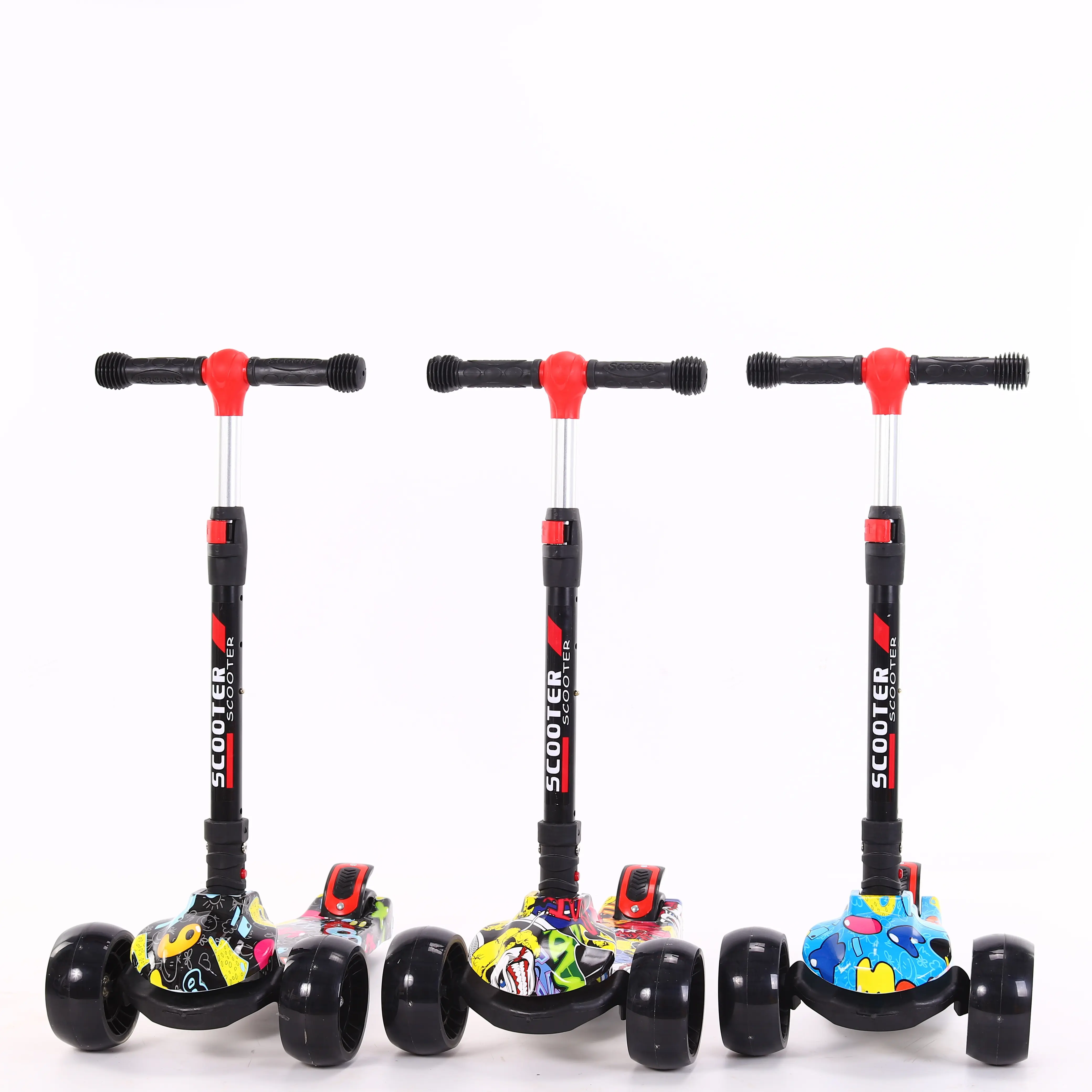 2022 popular dobrável 3 roda kick scooter, pé scooter para crianças 2-6 anos de idade com flash pu roda