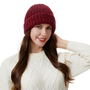 Solid Color Knitted Beanie Warm Wool Hat Unisex Winter Foldable 56-58cm Headband - Product Image 2