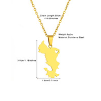Collier Chaîne en Acier Inoxydable Plaqué Or 18K, Carte de Mayotte France, Pendentif Carte de Mayotte Argent
