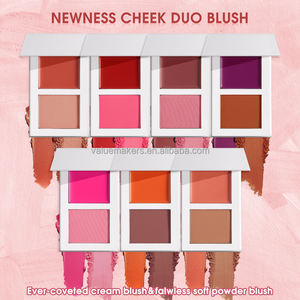 卸売2IN1滑らかなタクチャービーガンクリームブラッシャーメイク高顔料防水プレスパウダーカスタムチークブラッシュパレット - Product Image 3