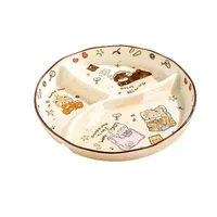 Nouvelle assiette compartimentée à motifs de dessins animés, vaisselle pour enfants, assiette de service compatible micro-ondes, assiette de cuisine domestique, assiette de régime pour adultes