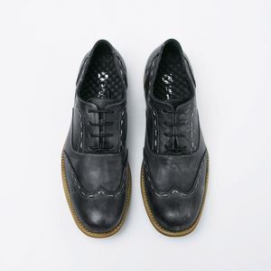 Fashionable British Retro Men's Lace-up <b>Shoes</b> Trendy Dress <b>Shoes</b> <b>Height</b> <b>Increasing</b> Feature Distressed Round-toe Casual <b>Shoes</b> - Product Image 1
