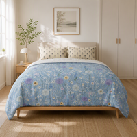 Couverture en mousseline de coton à imprimé floral numérique bleu clair pour lit Queen Size – Meilleur prix Chine – Vente chaude