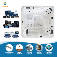 Personnalisé 5 Personnes Whirlpool Extérieur 45 Jets Spa Pas Cher Spa Baignoire CE Approuvé Bain à Remous Jacuzzier avec Blaboa Gecko JOYONWAY