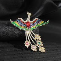Broche speld uit Chinese fabriek Valentijnsdag mode kristallen strass broche legering emaille strass feniks