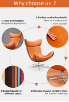 Fauteuil extensible en fibre de verre et cuir, luxe, style danois, pivotante, pour salon, loisirs