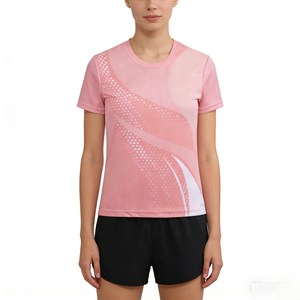 เสื้อยืดแขนสั้นออกกำลังกาย ระบายอากาศ แห้งเร็ว ซับเหงื่อ ผ้าโพลีเอสเตอร์ยืดหยุ่น สำหรับเล่นกีฬา วิ่ง ฟิตเนส สวมใส่สบายๆ - Product Image 5