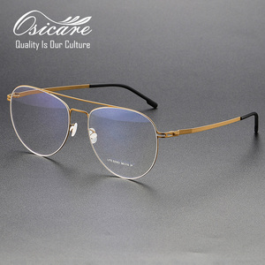 Occhiali da vista da uomo <span class=keywords><strong>di</strong></span> alta qualità con doppio ponte in lega, montatura ottica <span class=keywords><strong>di</strong></span> marca senza viti - Product Image 4