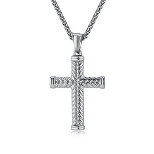 Unisex <b>Cross</b> Necklace Stainless Steel Pendant Geometric Design For Fashion Jewelry - Product Image 5