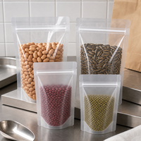 Sachet refermable transparent givré de qualité alimentaire avec fermeture éclair pour arachides, graines de tournesol, haricots et produits secs – Vente en gros