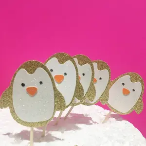 Ychon giáng sinh chim cánh cụt bánh chèn giáng sinh vui vẻ chủ đề động vật mùa đông bé sinh nhật bên bánh toppers trang trí