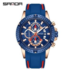 สายซิลิโคน นาฬิกาควอตซ์ผู้ชาย Sanda 5511 ขายดี นาฬิกาข้อมือแฟชั่นผู้ชาย สไตล์ธุรกิจ หรูหรา นาฬิกาสปอร์ต เรืองแสง กันน้ำ 3BAR - Product Image 5