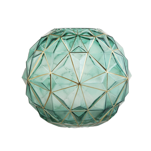 Contorno a rombo <span class=keywords><strong>in</strong></span> <span class=keywords><strong>vaso</strong></span> di vetro verde grande <span class=keywords><strong>vaso</strong></span> di <span class=keywords><strong>fiori</strong></span> <span class=keywords><strong>bianchi</strong></span> soffio a mano vasi moderni per libreria, tavolo da pranzo, decorazioni per la casa - Product Image 2