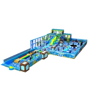 Aire de jeux intérieure pour enfants de couleur bleue personnalisée avec de grands toboggans et une <span class=keywords><strong>piscine</strong></span> à balles - Product Image 5