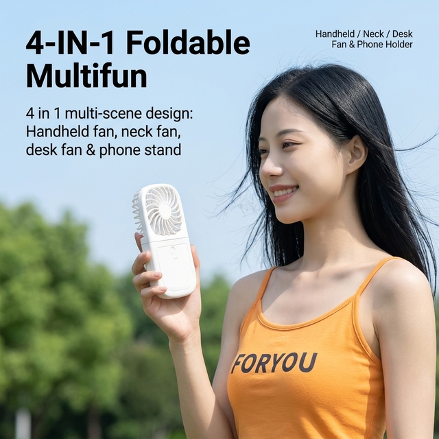 Portable Mini Handheld Fan Power Bank Multi-Functional Wearable Device Three Settings for Household Outdoor Use Made Plastic