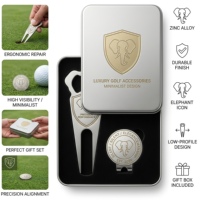 Outil de réparation de divots et marqueur de balle de golf en métal doré, argenté et acier inoxydable de luxe, personnalisable avec logo