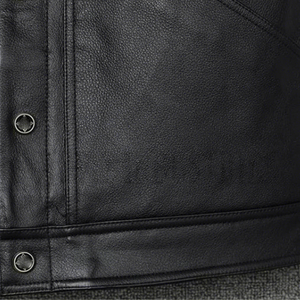 Chaleco de Motociclista Estilo Cuero Negro para Hombre, Talla Grande, con Cierre de Cadena, Corte Regular, Color Sólido - Product Image 5