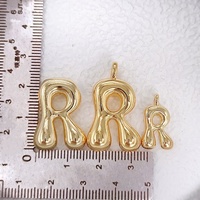 A-Z huruf emas, gantungan kunci berlapis emas 18K wanita, dompet tas tangan, dompet tas tangan, inisial huruf logam
