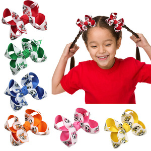 Fermagli per capelli con fiocco stampato <span class=keywords><strong>calcio</strong></span> bianco e nero, in tessuto a doppia costura, per ragazze, accessori per capelli - Product Image 1