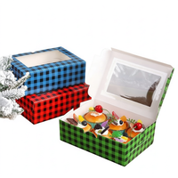 Boîtes à cupcakes de Noël auto-érectables recyclables à 6 trous pour pâtisseries de fêtes, brownies, friandises sucrées, boîtes alimentaires en carton